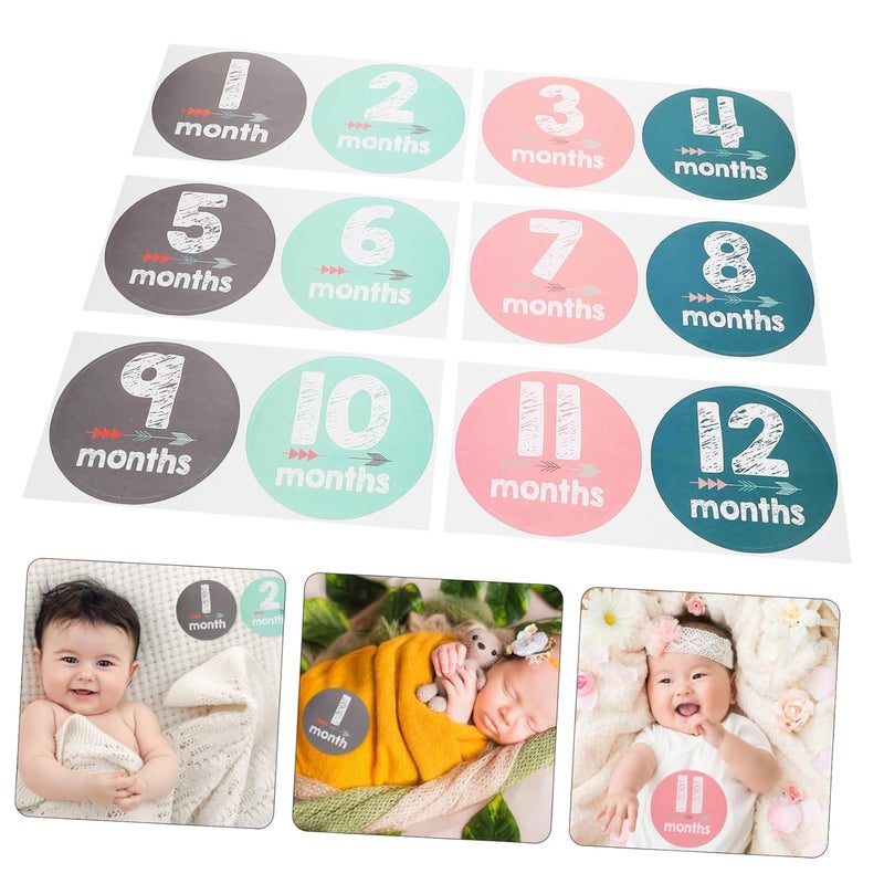 Baby Milestone Stickers Set Easy Clean Decals for Newborn Photo Props Baby Shower Decor - Image 2